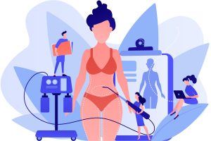 woman receiving liposuction treatment illustration